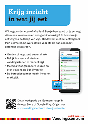Uitdeelkaartje met informatie over de Eetmeter app.